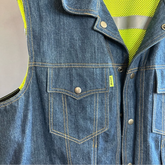 Nwot Lawless Missing Link Biker Moto Denim Safety Reversible Vest Men's Size 2XL - Picture 3 of 15
